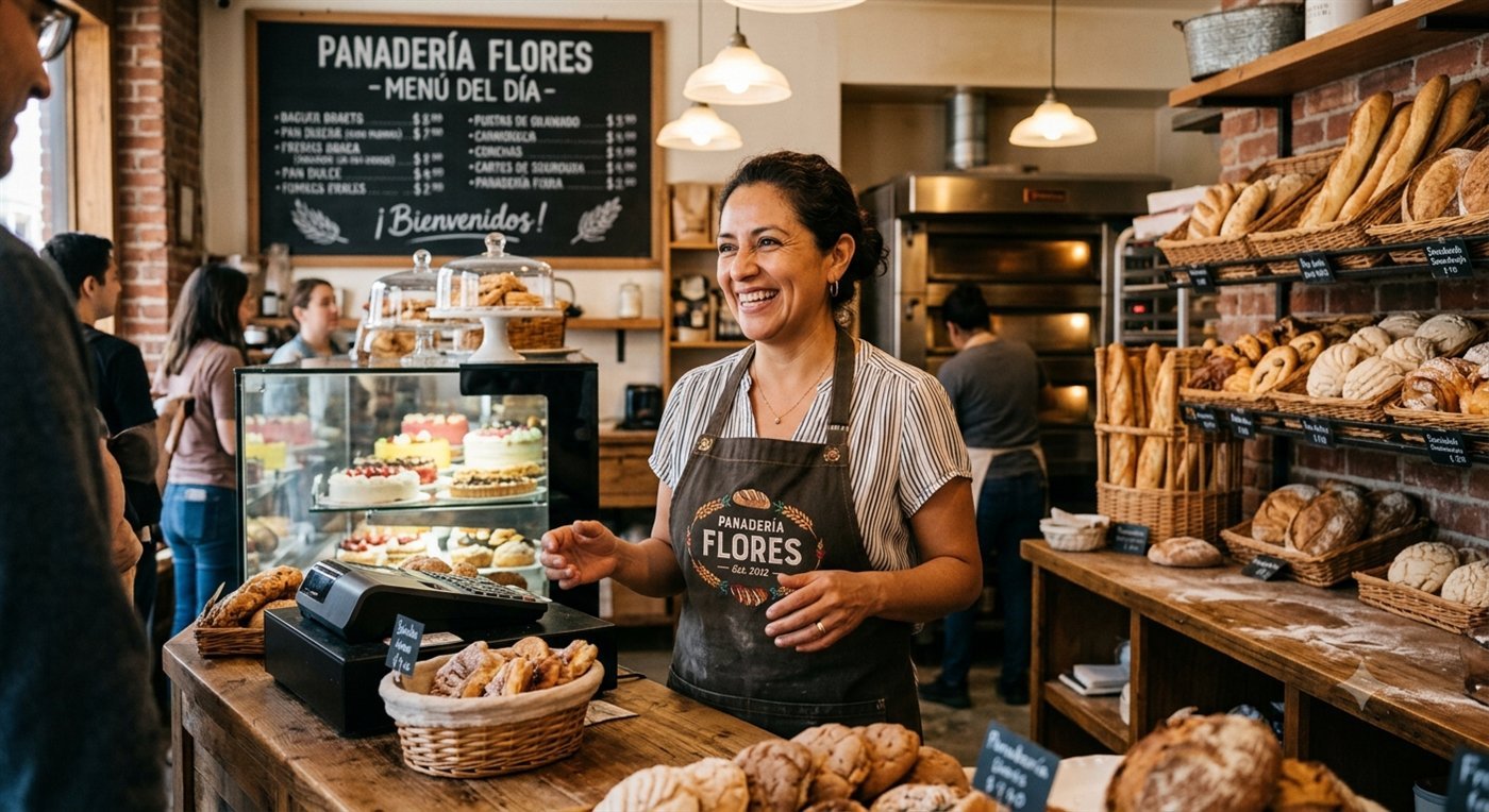 Owner of Panaderia Flores, a neighborhood bakery